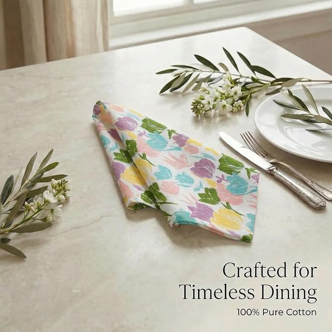 Urban Villa Cloth Napkins Cotton 20x20 (Set of 12) Tulip - Image 8