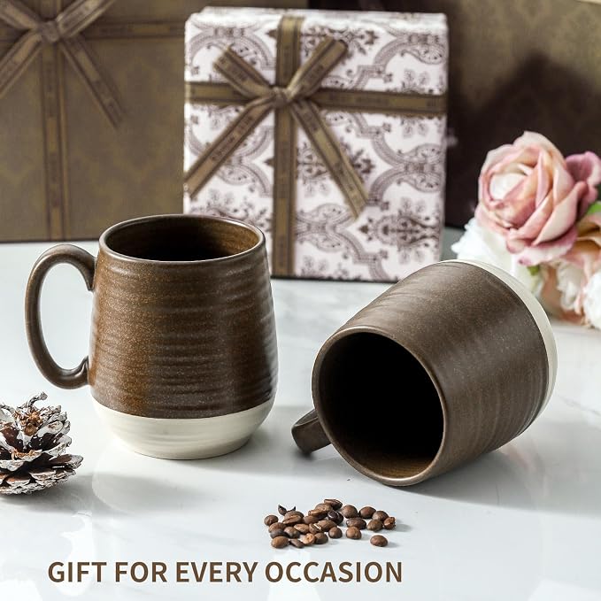 HASENSE 20 oz Coffee Mugs Set of 2 – Large Tea Cups with Comfortable Handle, Perfect for Coffee,Brown Microwave & Dishwasher Safe Mugs for Latte, Hot Cocoa - Image 6