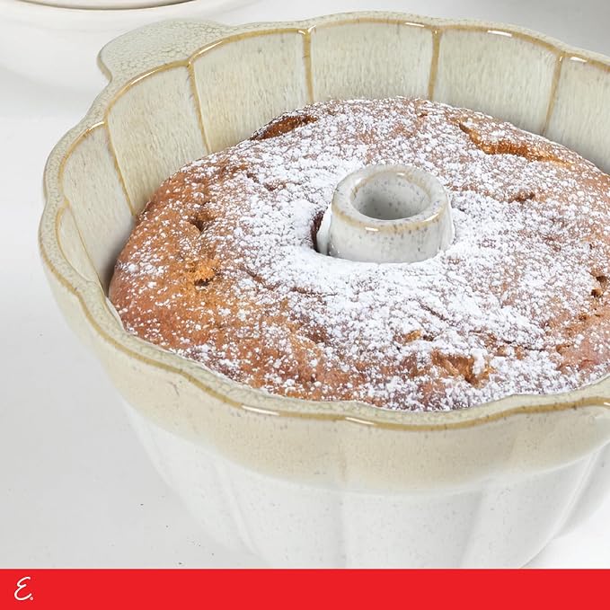 Emeril Lagasse Fluted Cake Pan Stoneware 9.5 in – Pound Cake Baking Pan, Perfect for Baking Delicious Cakes! - Image 3
