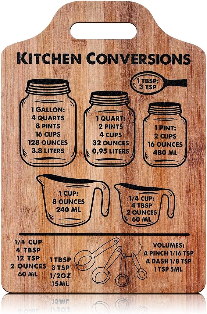 Rustic Kitchen Conversion Chart Wooden Wall Art Decor Measurements Conversion Chart Decorative Sign Kitchen Cooking Gadgets Baking Cooking Gifts for Women, 11.81 Inch by Yookeer