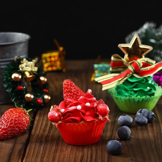 Bake Choice 400pcs Rainbow cupcake liners, mini Christmas muffin liners | Food Grade,non stick,greaseproof Parchemen Paper, Cupcake Liners for Christmas Decorations - Image 7