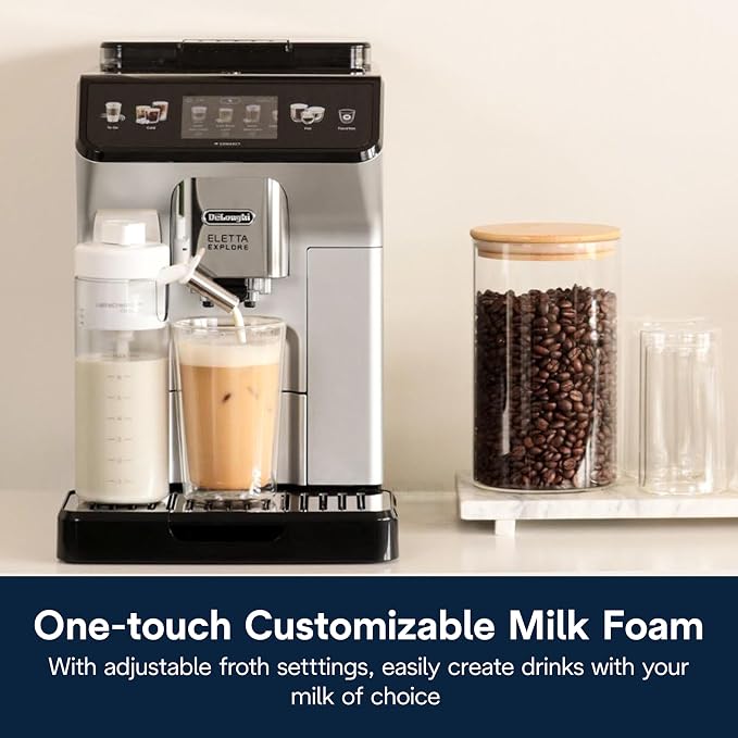 De'Longhi Eletta Explore Espresso Machine with Coffee Grinder, Milk Frother | #1 Worldwide Espresso Machine Maker, 50+ One-Touch Recipes, Travel Mug, Hot & Cold Frother, Built-in Grinder, 4 User Profiles - Image 6