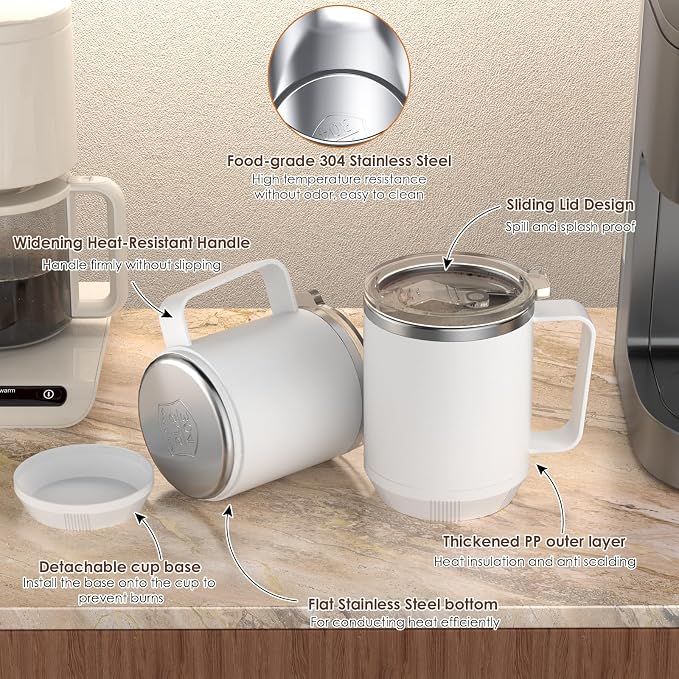 Felibeaco Coffee Mug Warmer & Mug Set for Desk, Smart Coffee Cup Warmer with 16oz Heated Mug, Cup Heater with Auto Shut Off for Office/Home, Coffee Gifts for Women/Men/Dad on Father‘s Day, White - Image 5
