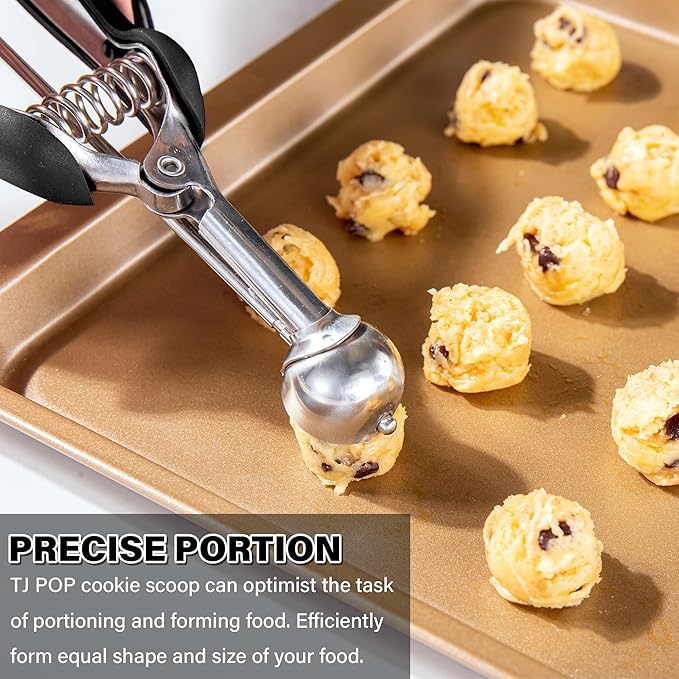 Extra Small Cookie Scoop 1 tsp, Professional Stainless Steel Mini Ice Cream Scoop 25 mm, Melon Baller Scoop Good Soft Grips, Quick Trigger Release