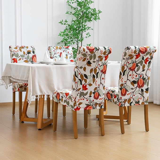FORCHEER Dining Room Chair Covers 4 Pack Printed Stretch Parsons Chair Slipcovers for Kitchen Washable Removable - Image 2