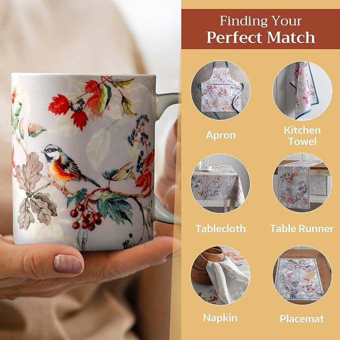 Maison d' Hermine Coffee Mug with Handles Tea Cups (12 Ounce, Pack of 2) | Fine Bone China Coffee Mugs for Hot Beverages Cappuccino Latte Home Restaurant Hotel Spring Summer -Equinoxe - Grey - Image 6