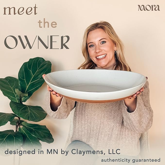 MORA Ceramic Large Serving Bowls- Set of 2 Oval Platters for Entertaining. Modern Kitchen Dishes for Dinner, Fruit, Salad, Turkey, etc. Oven, Dishwasher Safe, 55/35 oz, 13.5" / 11.8" - Earl Grey - Image 4