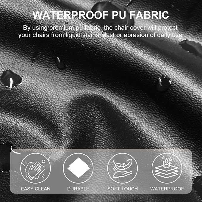 Waterproof Pu Leather Seat Covers for Dining Room Chairs Set of 4,Soft Chairs Seat Slipcovers,Dining Chair Cover Removable Washable Chair Protector Cover Stretch Kitchen Chair Covers - Image 2