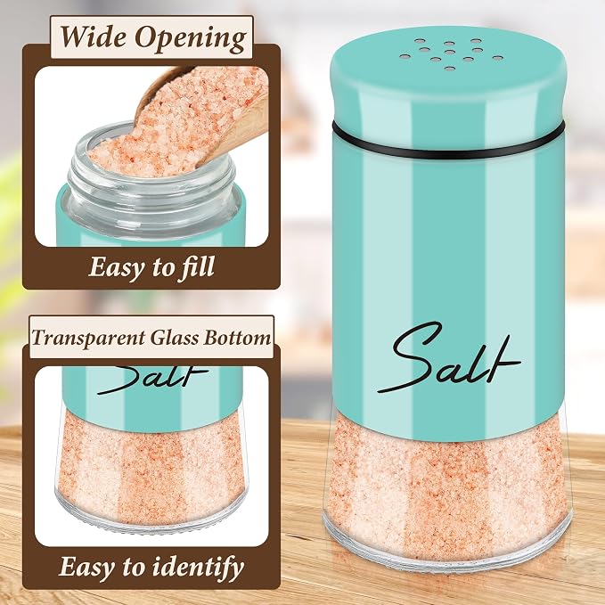Teal Salt and Pepper Shakers Set,5 oz Turquoise Kitchen Decor | Accessories Farmhouse Gadgets Table Housewarming Gift for Kitchen Cooking Table, RV, Camp,BBQ Refillable Design - Image 2