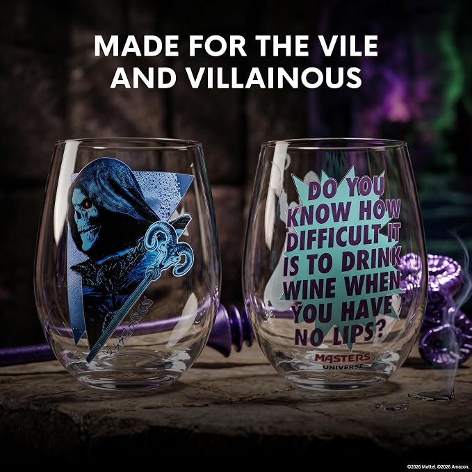 Dragon Glassware x Masters of the Universe Skeletor Wine Glasses, 18 oz | Stemless Wine Glasses Set of 2; MOTU Wine Glass Tumblers; Official Masters of the Universe 2026 Movie Merch - Image 4