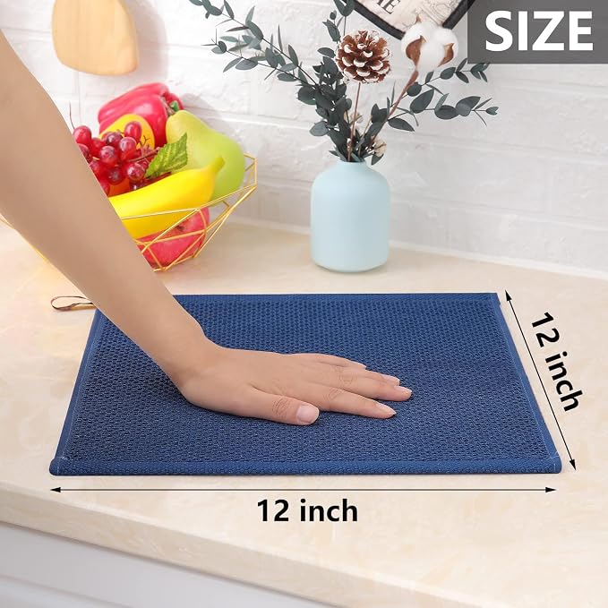 Homaxy 100% Cotton Waffle Weave Kitchen Dish Cloths 12-Pack, Navy Blue | 12 x 12 Inches, Ultra Soft Absorbent Dish Towels, Quick Drying Dish Rags with Hanging Loop - Image 5