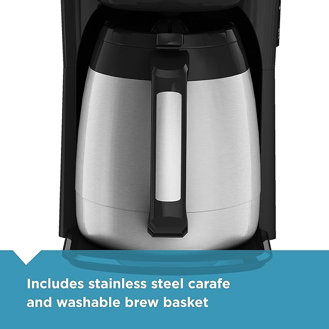 BLACK+DECKER 12-Cup Thermal Coffeemaker, Black/Silver, CM2035B - Image 5