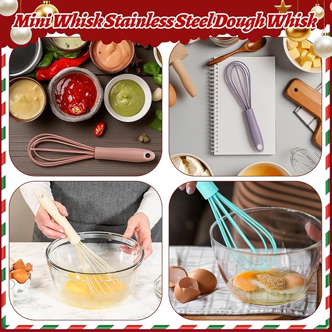 36Pcs Christmas Whisk Gift Silicone Whisk for Cooking Mini Whi-sk Baking Gifts Sets Milk Egg Frother for Blending Whisking Beating Stirring Baking