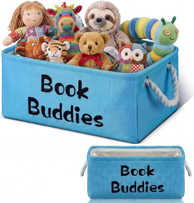 Marsui Book Buddies Themed Storage Basket, Book Buddies Basket for Classroom Reading Prizes Storage Bin Bookish Accessories Bookworm Gift for Club Members Student Teacher Classroom Reading Accessories by Marsui