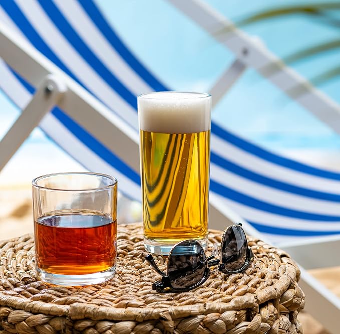 Everyday Drinking Glasses Set of 8 Drinkware Hurricane Glasses, Kitchen Glasses for Cocktail, Iced Coffee, Beer, Ice Tea, Wine, Whiskey, Water, 4 Tall Glass Cups & 4 Short Dof Drinking - Image 3