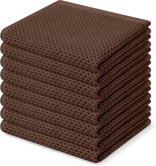 Homaxy 100% Cotton Waffle Weave Kitchen Dish Cloths 8-Pack, Coffee | 12 x 12 Inches, Ultra Soft Absorbent Dish Towels, Quick Drying Dish Rags with Hanging Loop by Homaxy