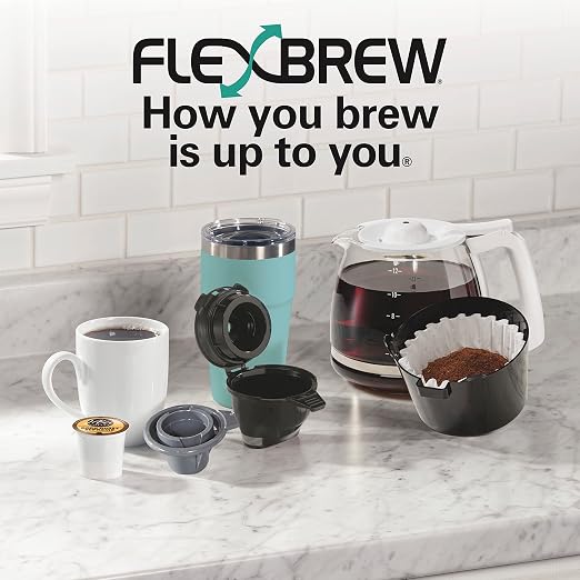 Hamilton Beach FlexBrew Trio 2-Way Coffee Maker, Compatible with K-Cup Pods or Grounds, Combo, Single Serve & Full 12 Cup Coffee Pot, White, Fast Brewing, Removeable Reservoir - Image 7