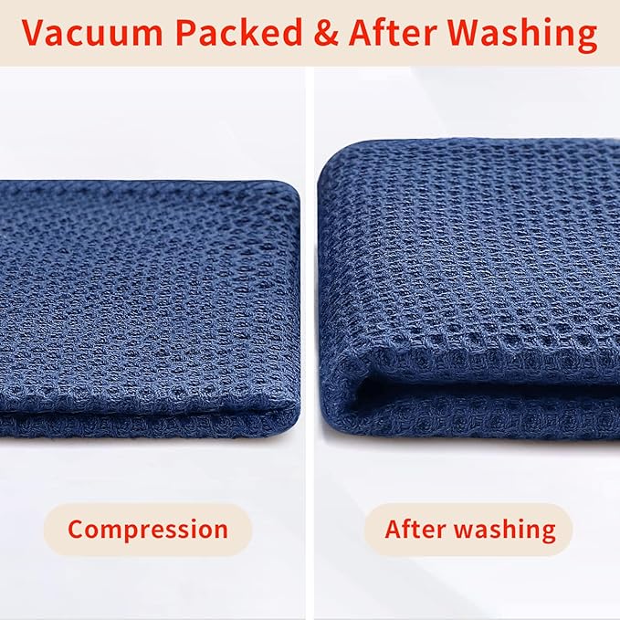 Homaxy 100% Cotton Waffle Weave Kitchen Dish Towels 6-Pack, Navy Blue | 13 x 28 Inches, Ultra Soft Absorbent Dish Towels, Quick Drying Cleaning Towels - Image 7