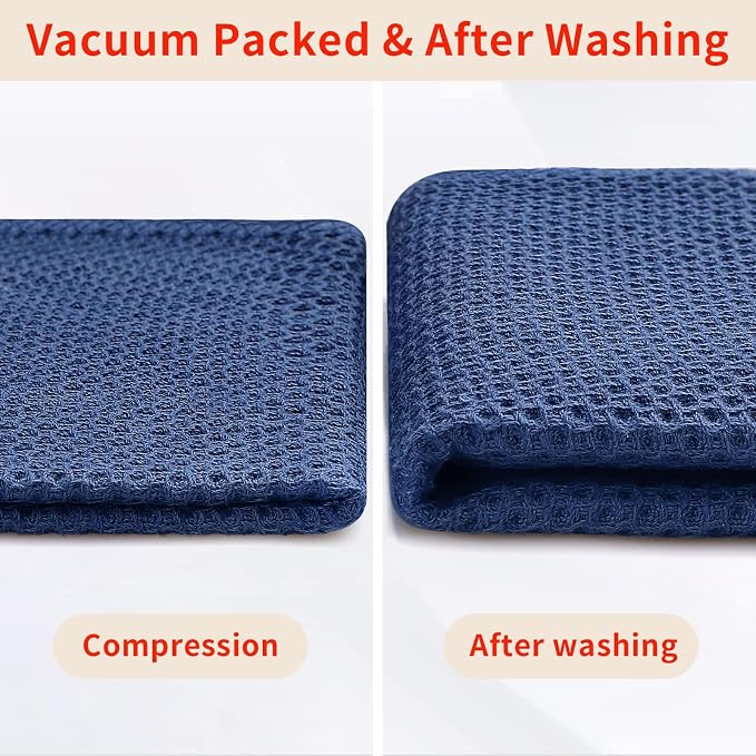 Homaxy 100% Cotton Waffle Weave Kitchen Dish Cloths 12-Pack, Navy Blue | 12 x 12 Inches, Ultra Soft Absorbent Dish Towels, Quick Drying Dish Rags with Hanging Loop - Image 7