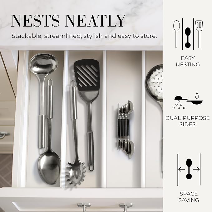 Styled Settings Stainless Steel Magnetic Measuring Spoons Set, 8-Piece | BPA-free, Stackable, Double Sided Measuring Spoons with Leveler for Dry and Liquid Ingredient - Fits in Spice Jars - Image 6