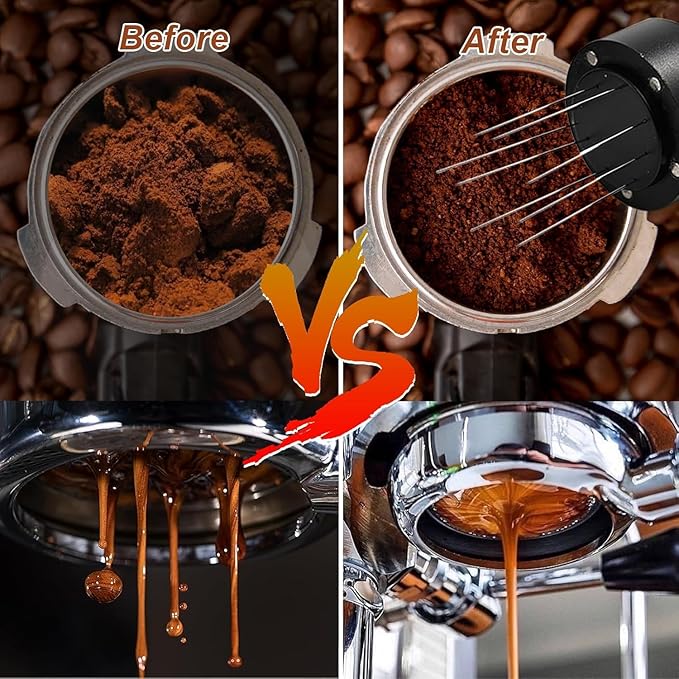 51mm Espresso Coffee Tamper, 2 in 1 Espresso Tamper with WDT Tool, Calibrated Spring Loaded Coffee Tamper, Flat Stainless Steel Base Espresso Tools - Tamper for Espresso Machine, Espresso Accessories