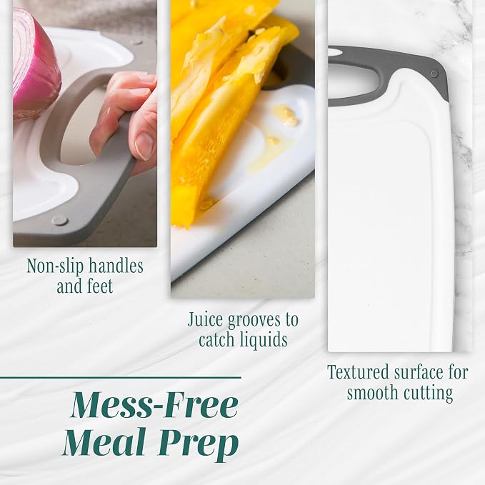 Cutting Boards for Kitchen - BPA-Free Chopping Board - Different Sizes & Non Slip Handles - Reversible, Large Cutting Board Set - Unique Gifts for Cooks Who Have Everything - 3-Pack Aqua - Image 3
