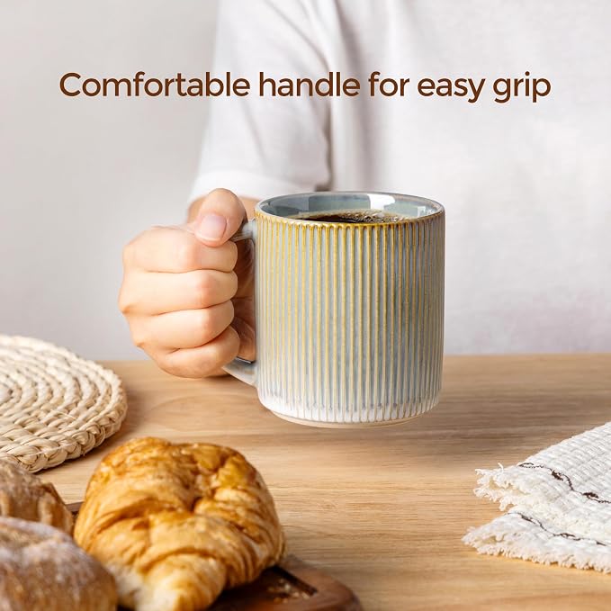 theterra Ceramic Coffee Mugs Set of 6, 14.2 oz Coffee Cups with Handle | Handmade, Suitable for Latte, Tea, Milk, Beer & Hot Cocoa, Desert Sage - Image 5