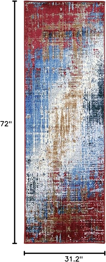 Superior Indoor Non-Slip Area Rug, Modern Home Floor Decor, Throw for Living Room, Bedroom, Office, Entryway, Kitchen, Dining, Foam Backed Rugs, Arona Collection - 2' 7'' x 6', Multicolor - Image 2