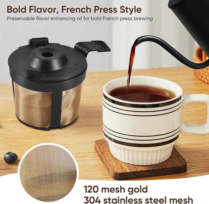 Premium Reusable Coffee Basket for Ninja PB051/PB040/PB041ST Series | 304 Stainless Steel Gold Mesh Filter | Eco-Friendly Permanent Coffee Maker Accessory