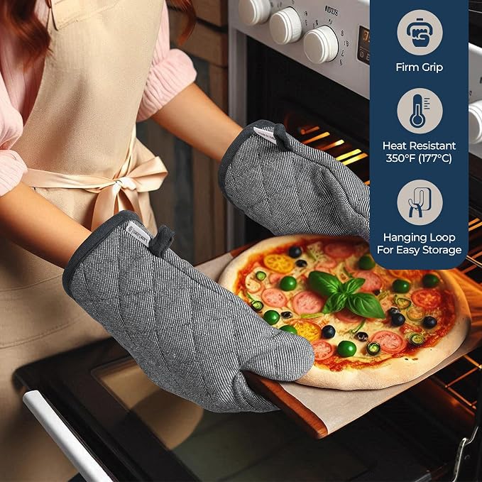 LANE LINEN Kitchen Towels Set 20 Pack - Ultra Soft Cotton Kitchen Hand Towels, Highly Absorbent Dish Cloths, Durable Scrubbers, Flour Sack Tea Towels, Heat Resistant Oven Mitts & Pot Holders - Black - Image 6