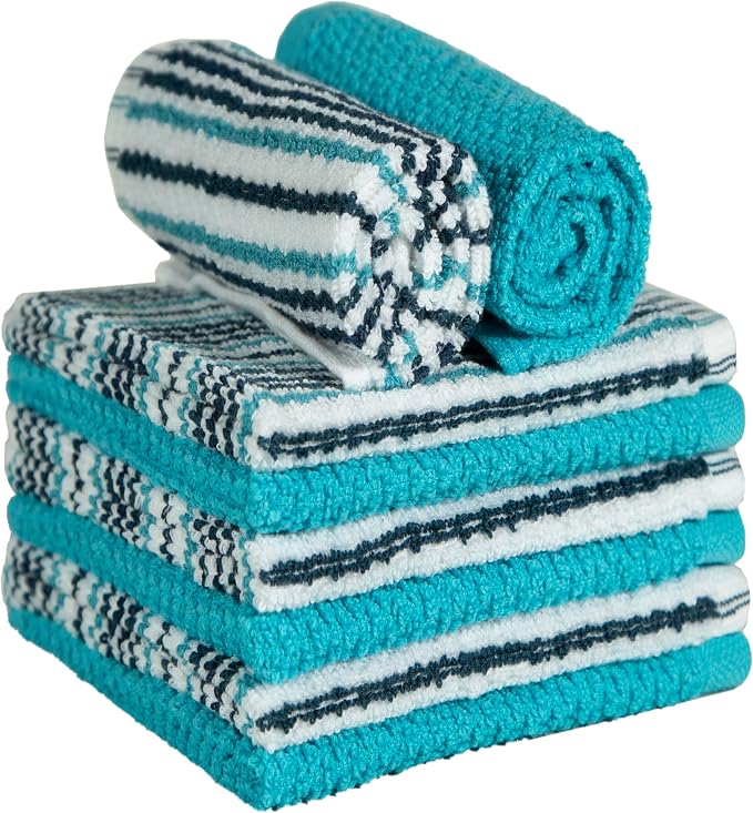 Bumble Dish Cloths 8-Pack, 100% Cotton Kitchen Towels, 12"x12" Aqua | 430 GSM Soft Dish Towels for Kitchen, Highly Absorbent & Durable Kitchen Rags for Washing Dishes - Image 4