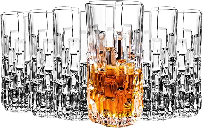 Highball Glasses Set of 6, Water Glasses, Collins Tall Beverage Cups Glassware for Drinks, Water, Beer, Soda, Cocktail 10 OZ by binsakao