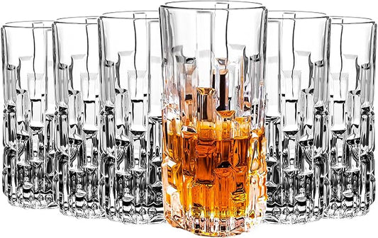 Highball Glasses Set of 6, Water Glasses, Collins Tall Beverage Cups Glassware for Drinks, Water, Beer, Soda, Cocktail 10 OZ by binsakao