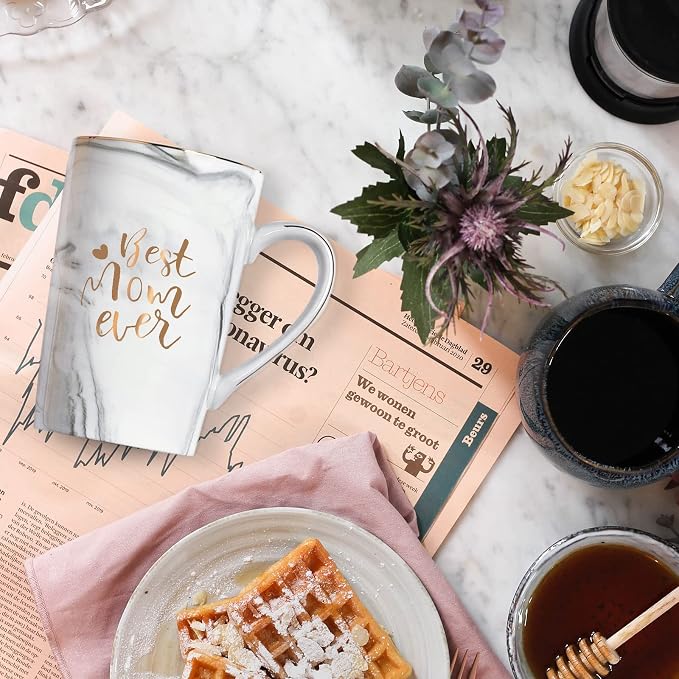 YHRJWN Mothers Day Gifts for Mom, Best Mom Ever Coffee Mug, Mom Birthday Gifts from Daughter Son, Moms Gift Idea for Christmas, Mothers Day, Valentines Day, Present for Moms Mothers, 14 Oz Gray - Image 4