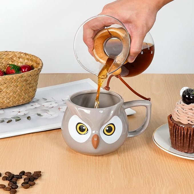 Owl Mug - Ceramic Coffee Cup for Women, 3D Funny Coffee Mug, Christmas Birthday Owl Gifts for Women Man Kids 14oz - Image 5