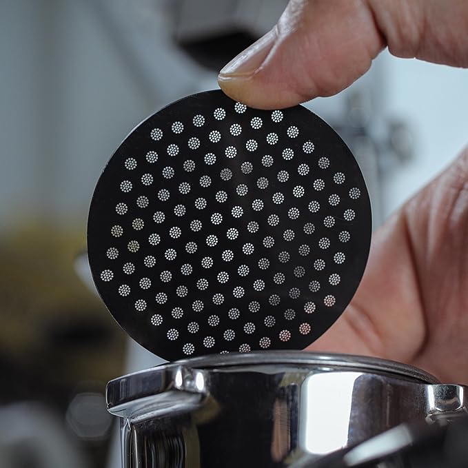54mm Espresso Puck Screen - Stainless Steel Ultra Thin Espresso Filter Perfect Fit With Breville Barista Express, Pro, Touch, Bambino, Infuser, Easy Clean Design (Black, 54mm)