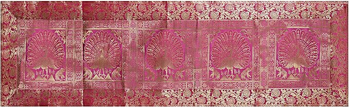 Indian Handmade Table Runner with Golden Peacock Design – Silk Brocade Fabric – 60 x 16 Inches – Elegant Decorative Table Linen for Dining Table, Console, Pooja Mandir - Image 5