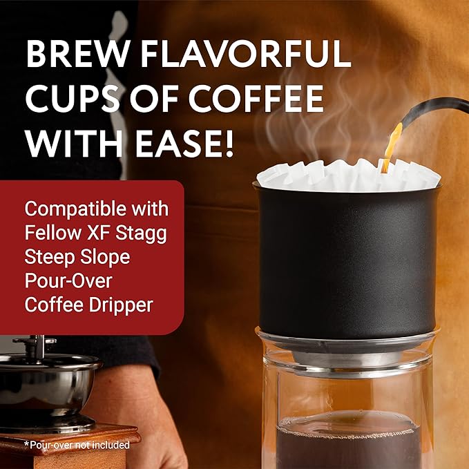 IMPRESA 100-Pack Pour-Over Coffee Filters - One Size, White - Flat-Bottom Design for Pour Over Coffee Dripper - Smooth Flow for Gooseneck - XF Filters Compatible With Fellow Stagg XF