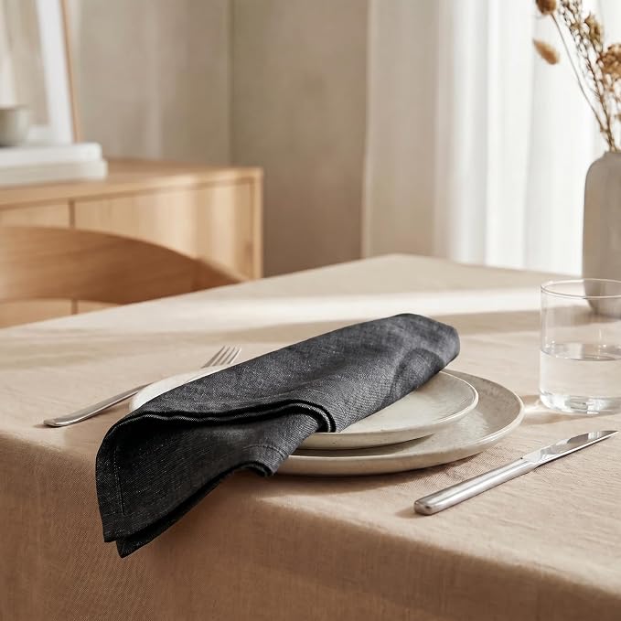 Urban Villa Cloth Napkins Cotton 20x20 (Set of 12) Black/White - Image 4