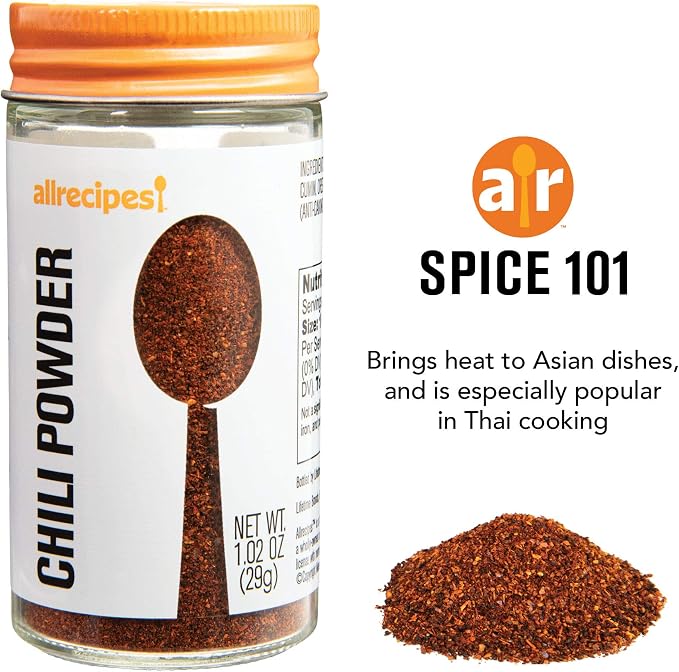 Allrecipes Taste of Asia (Chili Powder, Chinese Five Spice, Ground Ginger) in Glass Jars with Removable Sifter Caps for Sprinkling, Set of 3 - Image 4