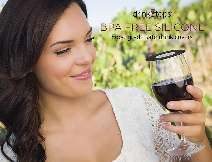 Silicone Wine Glass Covers - Ventilated, Allows Wine to Breathe - Outdoor, Keeps Particles Out - BPA Free - 4 Pack