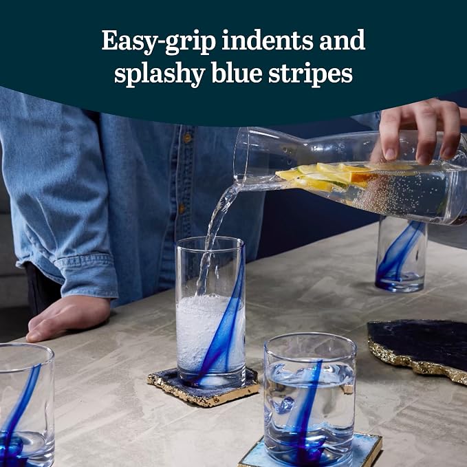 Blue Ribbon Tumbler & Rocks Drinking Glasses Set of 16, Dimpled Cups | 16.75 oz and 12.5 oz Capacities for Water, Juice, Cocktails, and More with Blue Ribbon Design and Dishwasher-Safe Cleanup - Image 4