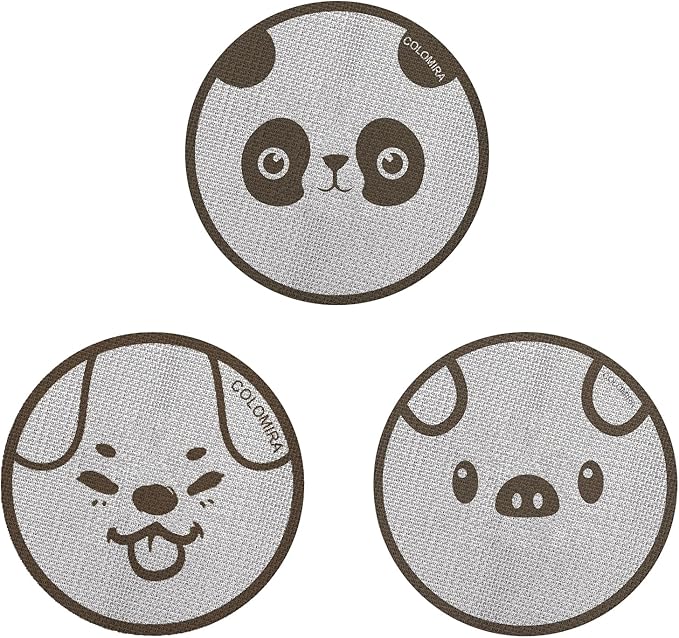 58.5mm Espresso Puck Screen 3-Pack, Lower Shower Screen, Metal Coffee Reusable Filter for 58mm Espresso Portafilter Basket, 1.7 Thickness(Cute Animal)