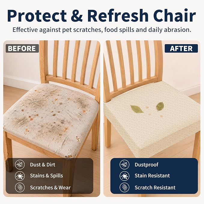 BIETYONE Waterproof Dining Chair Covers, Stretch Seat Protector, Washable | 2 Pack, Waterproof, Stretch Fit, Washable, Spill Resistant, Soft, Dining Chair Covers, Seat Protector - Image 6