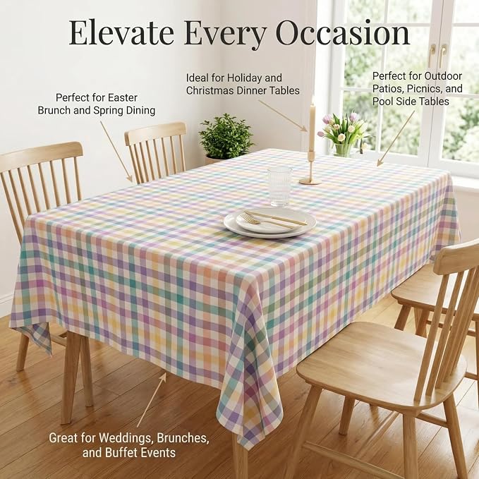 Urban Villa Tablecloth Cotton Tabletop 52x70 (4-6 Seats) Easter Checks - Image 4