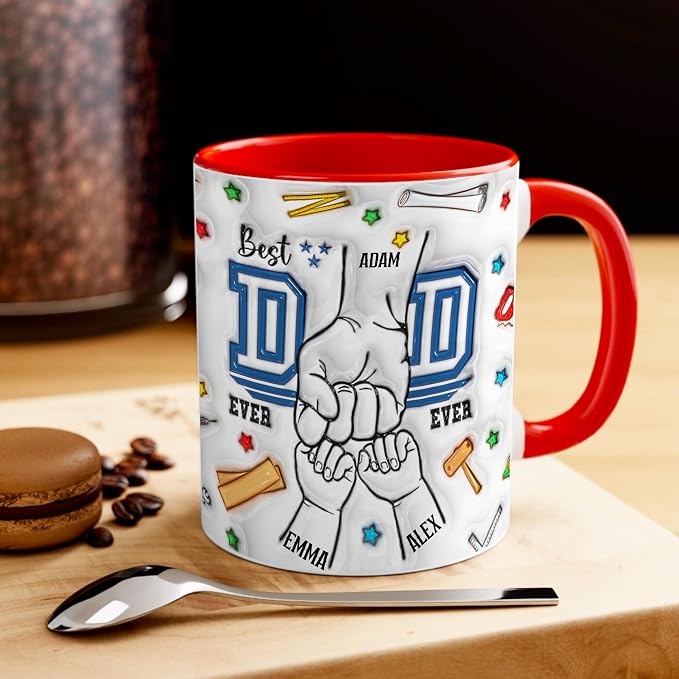 LOVELYPOD Custom Best Dad Ever Mug with Kids Names, Father's Day Mug, Personalzied Dad Gifts from Daughter Son, Custom Papa Coffee Mugs - Image 4