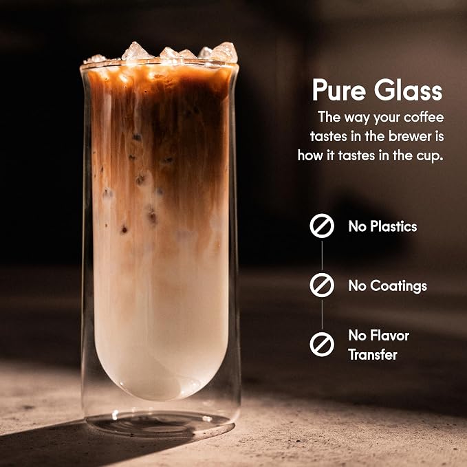 FLUR Iced Coffee Glasses (Set of 2) Perfect for Iced Coffee, Cold Brew & Lattes – Double-Walled Borosilicate Glass – For Hot & Cold Drinks – Lightweight & Easy to Clean – 15.5oz (Smoke) - Image 3