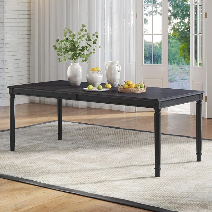 AMERLIFE 79" Farmhouse Solid Wood Dining Table with Roman Legs, Grey | Large Rectangular Tabletop, Roman Conical Legs, Solid Wood Construction, Seating for 6 to 8 by AMERLIFE