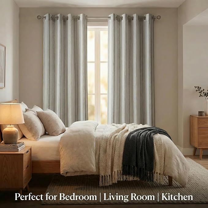 Urban Villa Cotton Grommet Curtains 52x96 (2 Panels) Curtis Stripes - Image 3