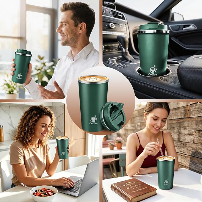 17oz Travel Coffee Mug ,Leakproof Vacuum Coffee Cup Insulated Tumbler | 304 Stainless Steel, Double-Wall Vacuum Insulated, Leakproof, Fits Hot & Cold Drinks Car Cup Holders, Travel, Office - Image 7
